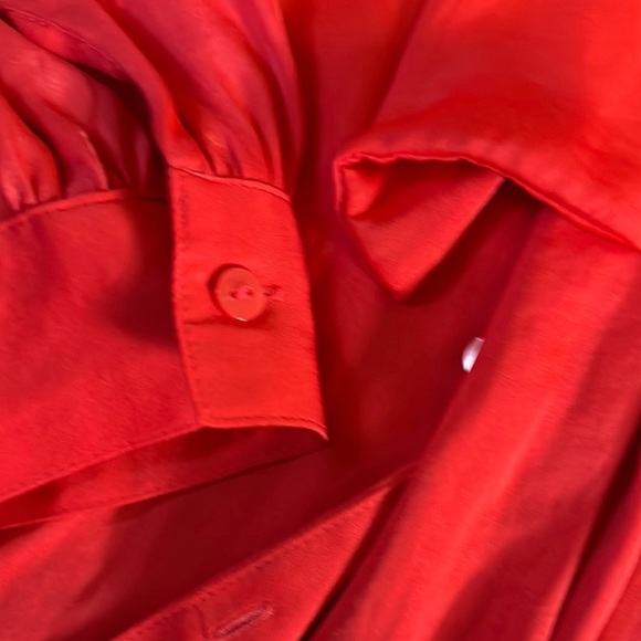 Worthington Red Long Sleeve Tie Front Blouse - Picture 5 of 6